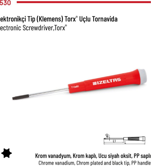 Tornavida Klemens Torx Uçlu T5