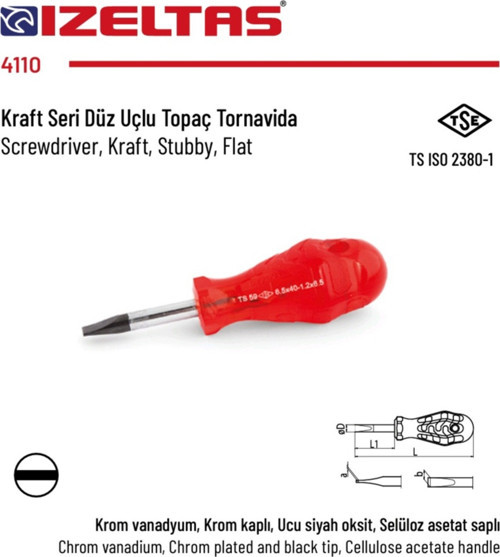 Tornavida Topaç Düz 5.5x25