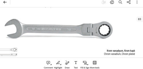 Mafsallı Cırcır Kombine Anahtar 11Mm