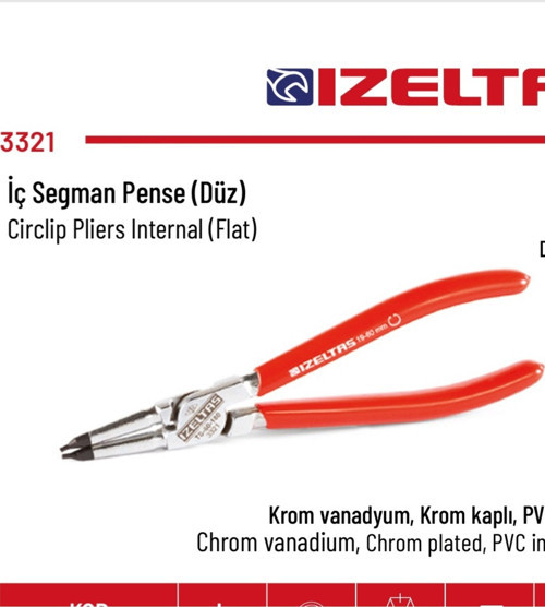 İç Segman Pensi Yaysız Düz 225Mm