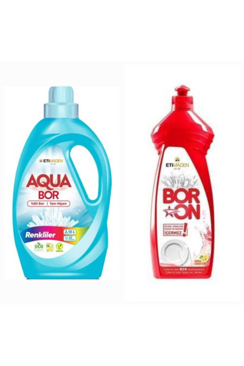 Aquabor Doğal Sıvı Çamaşır Deterjanı Renkliler İçin 33 Yıkama+Bulaşık Deterjanı 820 Ml Tm