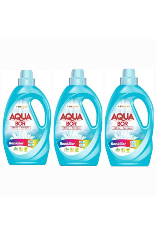Aquabor Sıvı Çamaşır Deterjanı Renkliler İçin 3 Adet 99 Yıkama Doğal Mineralli