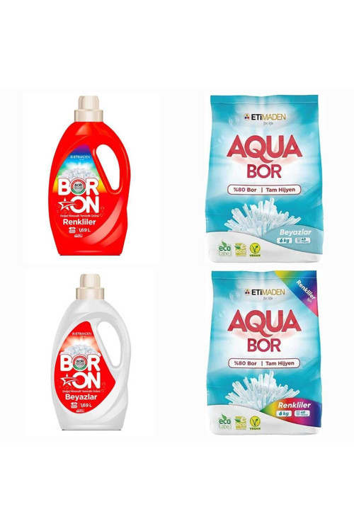 Aquabor 6 Kg Renkliler Için 6 Kg Beyazlar Boron Sıvı Deterjan Renkli Ve Beyazlar Için(26*2 Yıkama).