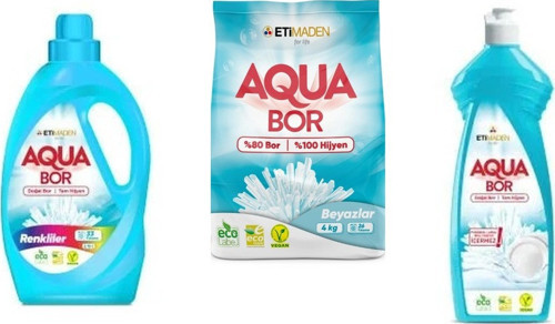 Aquabor Doğal Mineralli Sıvı Renkliler + 4 Kg Beyaz + Elde Bulaşık 3 Lü Set