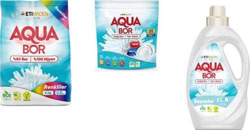 Aquabor Doğal Mineralli 4 Kg Renkliler + Tablet + Sıvı Beyaz 3 Lü Set