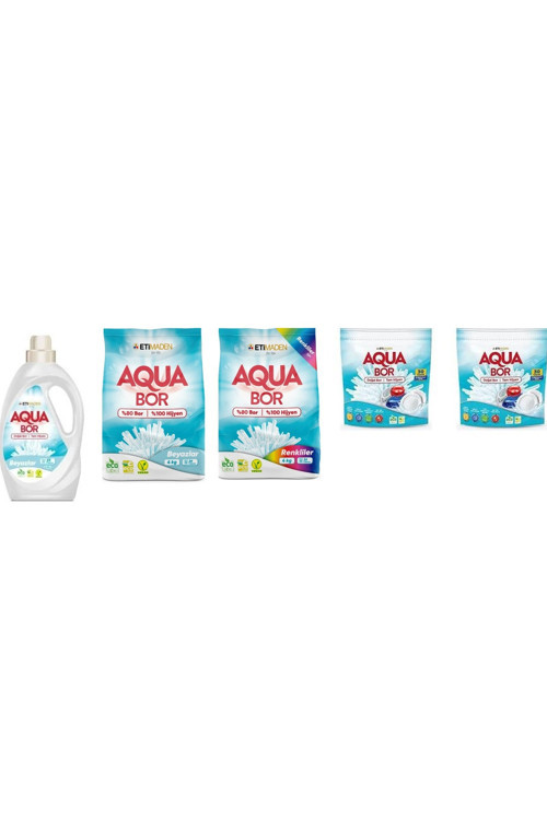 Aquabor Doğal Mineralli Sıvı Beyaz + 4Kg Beyaz + 4Kg Renkliler + Tablet + Tablet Set