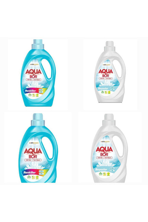 Aquabor Çamaşır Deterjanı Beyaz Ve Renkliler Için Sıvı Deterjan 33*4 Yıkama