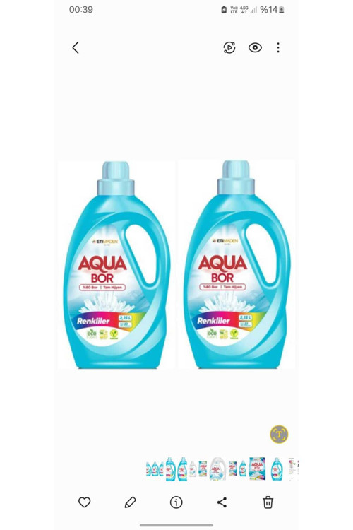 Aquabor Sıvı Çamaşır Deterjanı Renkliler İçin 66 Yıkama Doğal Mineralli