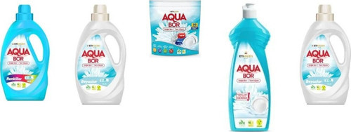 Aquabor Doğal Mineralli Sıvı Renkliler + Sıvı Beyaz + Tablet + Elde Bulaşık + Sıvı Beyaz 5 Li Set
