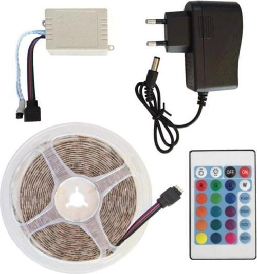 5 Metre Rgb Şerit Led Iç Dış Mekan Slikonlu Set Adaptör Uzaktan Kumandalı 16 Renkli Tak Çalıştı