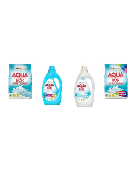Aquabor Doğal Mineralli 4 Kg Beyaz + Sıvı Renkliler + Sıvı Beyaz + 4 Kg Renkliler 4 Lü Set