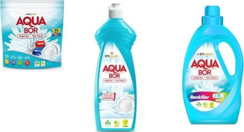 Aquabor Doğal Mineralli Tablet + Elde Bulaşık + Sıvı Renkliler 3 Lü Set