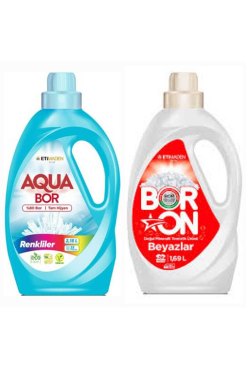 Aquabor Doğal Mineralli Renkliler İçin 33 Yıkama+ Boron Sıvı Beyazlar İçin 26 Yıkama Tm