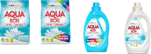 Aquabor Doğal Mineralli 4 Kg Beyaz + 4 Kg Renkliler + Sıvı Renkliler + Sıvı Beyaz 4 Lü Set