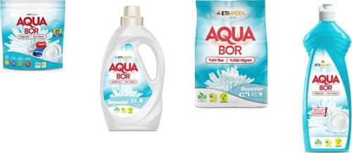 Aquabor Doğal Mineralli Tablet + Sıvı Beyaz + 4 Kg Beyaz + Elde Bulaşık 4 Lü Set