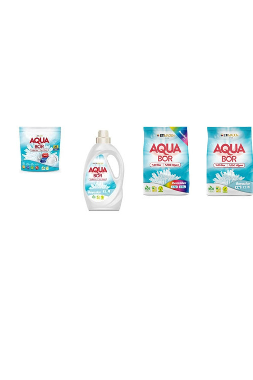Doğal Mineralli Tablet + Sıvı Beyaz + 4 Kg Renkliler + 4 Kg Beyaz 4 Lü Set