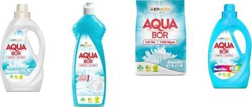 Aquabor Doğal Mineralli Sıvı Beyaz + Elde Bulaşık + 4 Kg Beyaz + Sıvı Renkliler 4 Lü Set