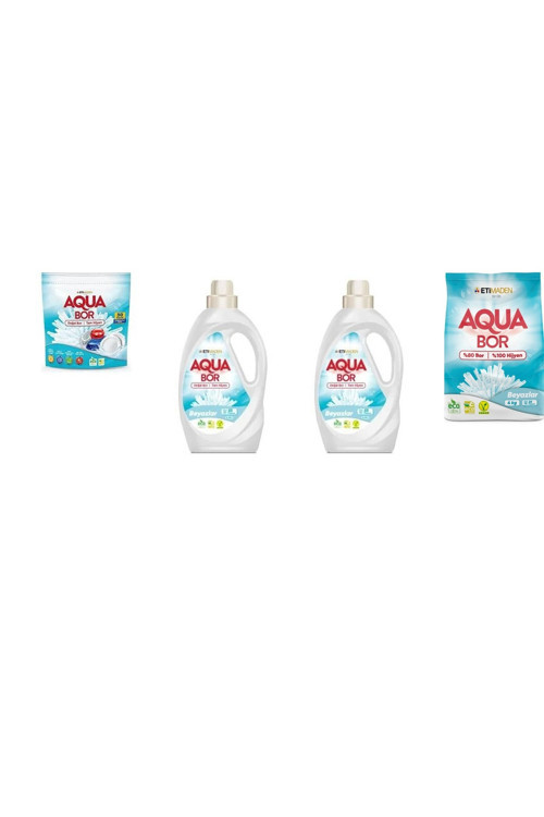 Aquabor Doğal Mineralli Tablet + Sıvı Beyaz + Sıvı Beyaz + 4 Kg Beyaz 4 Lü Set