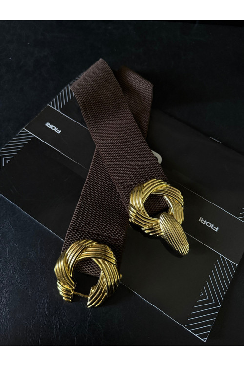 Gold Tokalı Elastik Kadın Kemeri, Ceket Kemeri, Gömlek Kemeri, Elbise Kemeri