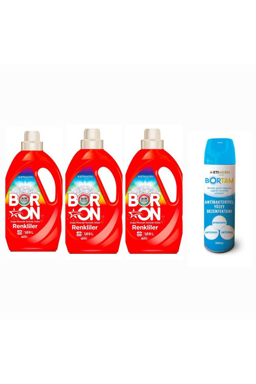 Doğal Sıvı Çamaşır Deterjanı Boron Renkliler 26*3 Yıkama+ Bortam Dezenfektan