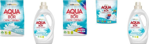 Aquabor Doğal Mineralli 4 Kg Beyaz + Sıvı Beyaz + 4 Kg Renkliler + Tablet + Sıvı Beyaz 5 Li Set