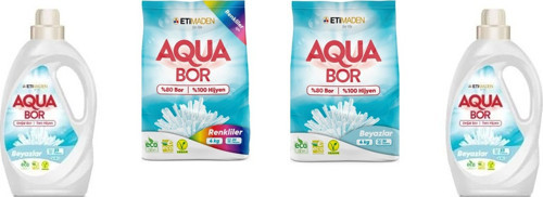 Aquabor Doğal Mineralli Sıvı Beyaz + 4 Kg Renkliler + 4 Kg Beyaz + Sıvı Beyaz 4 Lü Set