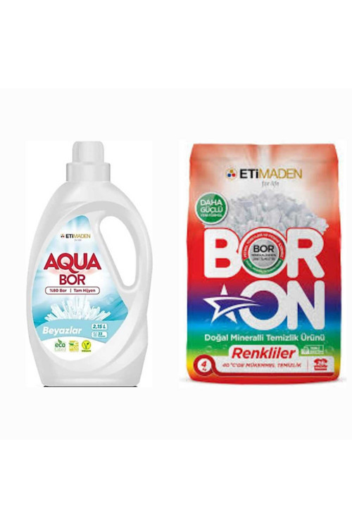 Etimaden Sıvı Çamaşır Deterjanı Beyazlar İçin 33 Yıkama + Boron Toz 4 Kg Renkliler İçin 26 Yıkama Tm
