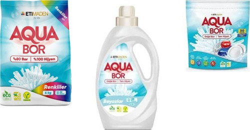 Aquabor Doğal Mineralli 4 Kg Renkliler + Sıvı Beyaz + Tablet 3 Lü Set