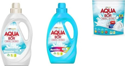Aquabor Doğal Mineralli Sıvı Beyaz + Sıvı Renkliler + Tablet 3 Lü Set