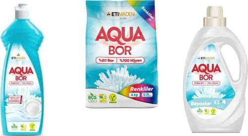 Aquabor Doğal Mineralli Elde Bulaşık + 4 Kg Renkliler + Sıvı Beyaz 3 Lü Set