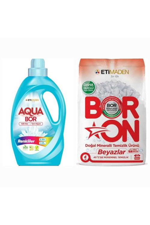 Sıvı Çamaşır Deterjanı Renkliler İçin 33 Yıkama + Boron Toz 4 Kg Beyazlar İçin 26 Yıkama.