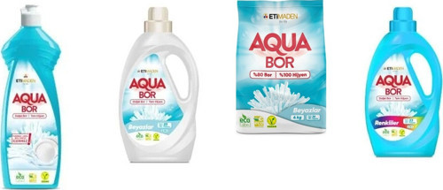 Aquabor Doğal Mineralli Elde Bulaşık + Sıvı Beyaz + 4 Kg Beyaz + Sıvı Renkliler 4 Lü Set
