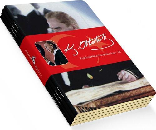 Atatürk Renklendirilmiş Fotoğraflar Defter Seti 3 - Çizgisiz - 64 Sayfa - 10,5x14cm
