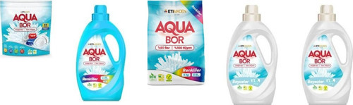 Aquabor Doğal Mineralli Tablet + Sıvı Renkliler + 4 Kg Renkliler + Sıvı Beyaz + Sıvı Beyaz 5 Li Set