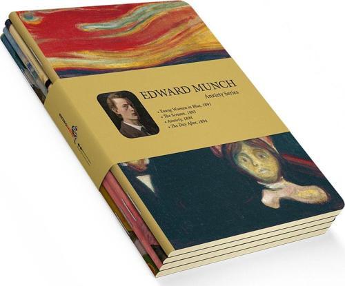 Edward Munch 4'lü Defter Seti - Anxiety Series - Çizgisiz - 64 Sayfa - 14x21cm
