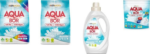 Aquabor Doğal Mineralli 4 Kg Renkliler + 4 Kg Beyaz + Sıvı Beyaz + Tablet 4 Lü Set