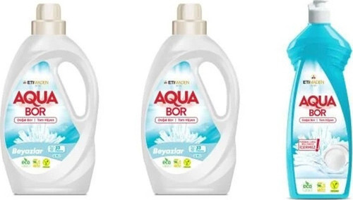 Aquabor Doğal Mineralli Sıvı Beyaz + Sıvı Beyaz + Elde Bulaşık 3 Lü Set