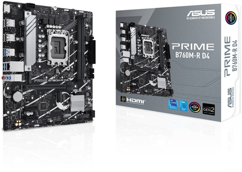 PRIME B760M-R D4, 2xDDR4, 2x M.2, HDMI, 12-13-14.Nesil, LGA1700 Soket, Anakart