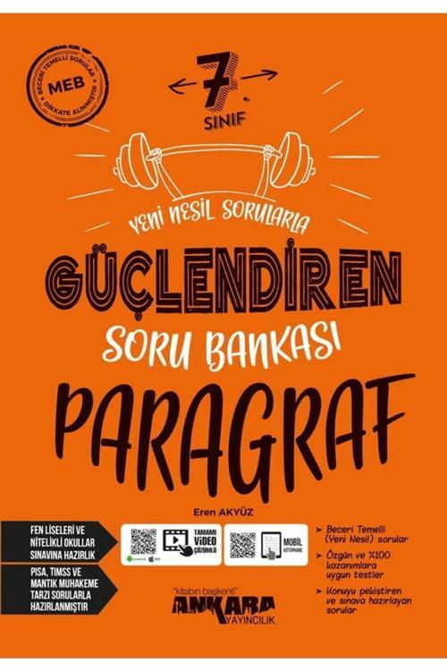 Ankara Yayıncılık 7. Sınıf Paragraf Güçlendiren Soru Bankası Yayınları 2023 Güncel Baskı
