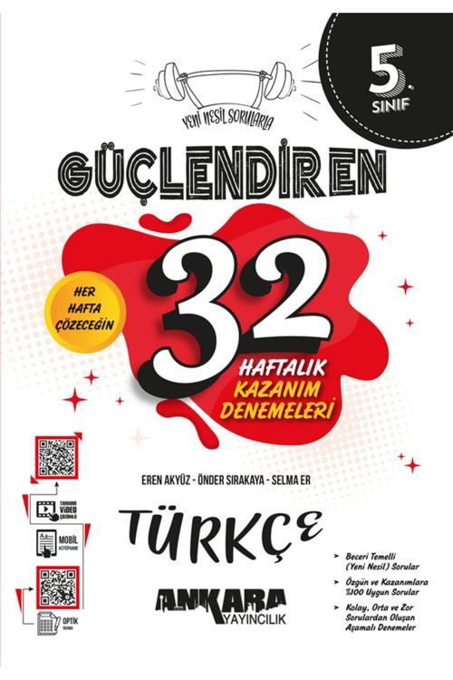 Ankara Yayıncılık Ankara 5. Sınıf Türkçe Güçlendiren 32 Haftalık Deneme 2023
