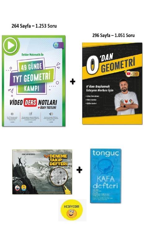 Rehber Matematik 49 Günde TYT Geometri Video Ders Notları + 0'dan Geometri(Deneme Takip Defteri Hediyeli)