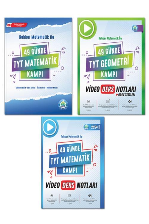 Rehber Matematik 49 Günde TYT Matematik Kampı, Matematik ve Geometri Video Ders Notları 3 Kitap Set