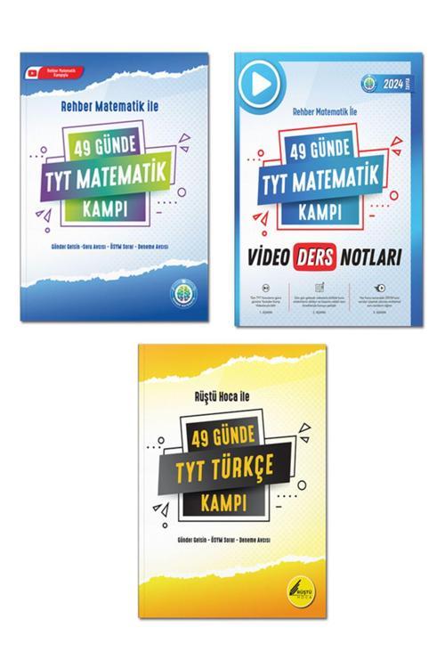Rehber Matematik 49 Günde TYT Matematik Kampı, Matematik Video Ders Notları ve Türkçe Kampı 3 Kitap Set