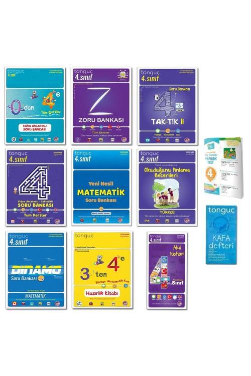 Tonguç Akademi 4. Sınıf Şampiyon Paketi (9 Kitap) ve Tüm Dersler Yaprak Test İle Kafa Defteri (2 Adet) Seti - 2024