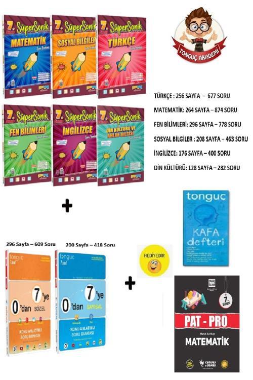 Tonguç Akademi 7. Sınıf SüperSonik Set + 0'dan 7'ye Konu Anlatımlı Soru Bankası Seti(KafaDefteri ve PatPro Hediye)