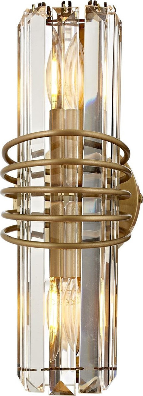 AP-1906-1E Eskitme Kaplama Aplik E14 Metal Kristal H: 30 cm, Ø: 10 cm