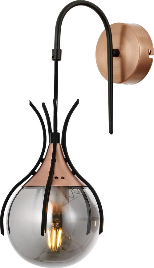 AP-1766-1BSY Siyah Boya Aplik E27 Metal Cam H: 40 cm, WxD: 13x18 cm