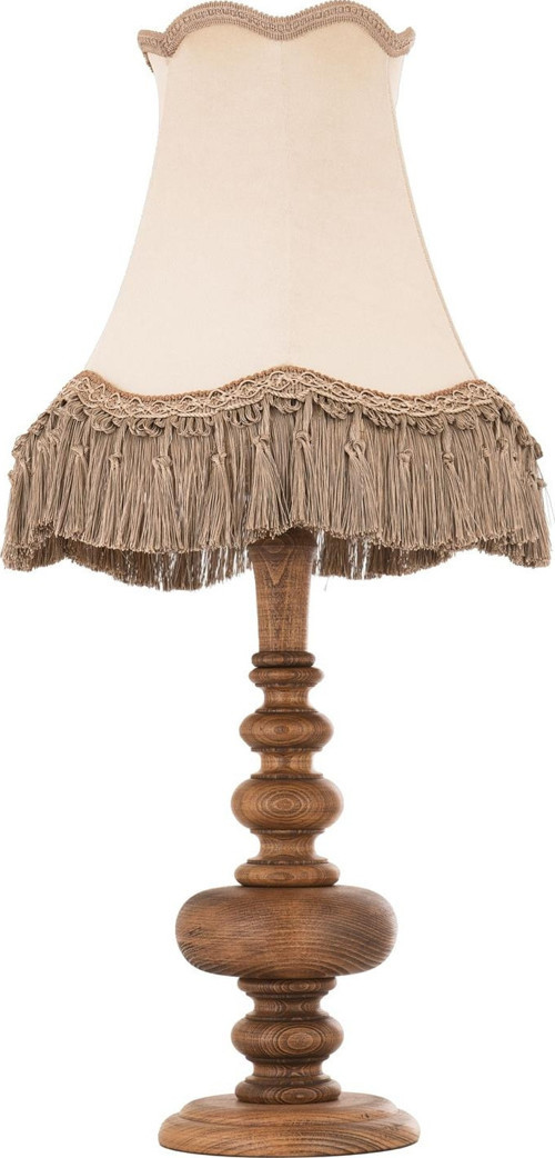 ML-9145-1E Ceviz Boya Masa Lambası E27 Ahşap Kumaş H: 75 cm, Ø: 35 cm