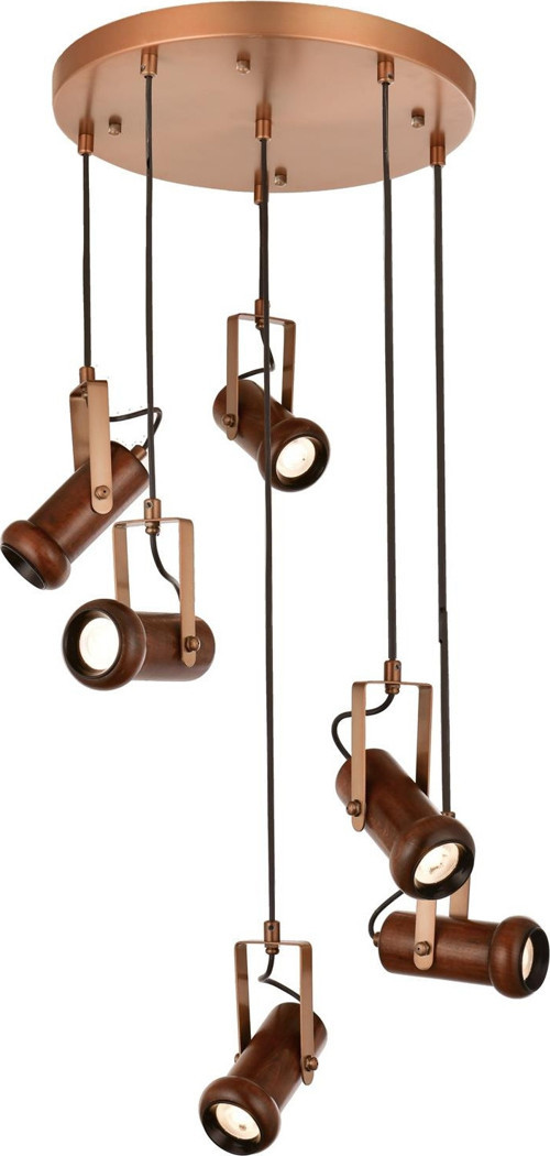 AV-1918-6T-EX Eskitme Boya Modern Avize LED Metal Ahşap H: 100 cm, Ø: 50 cm