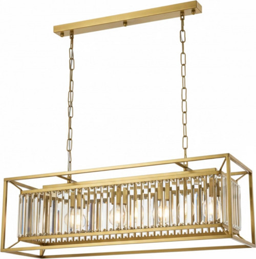 AV-1667-4Y-EB Eskitme Boya Modern Avize E27 Metal Kristal H: 60 cm, WxD: 80x22 cm